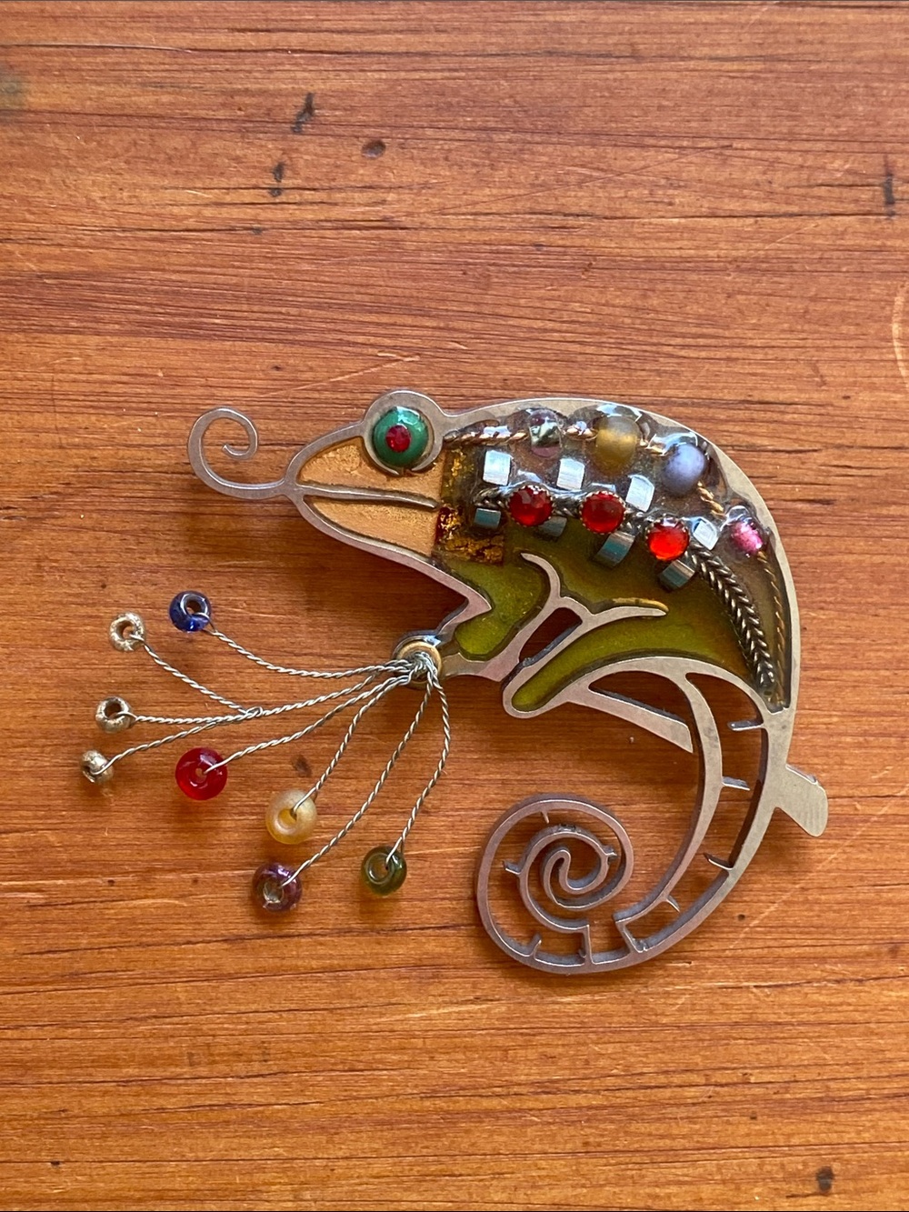 Chameleon lizard artisan crafted brooch